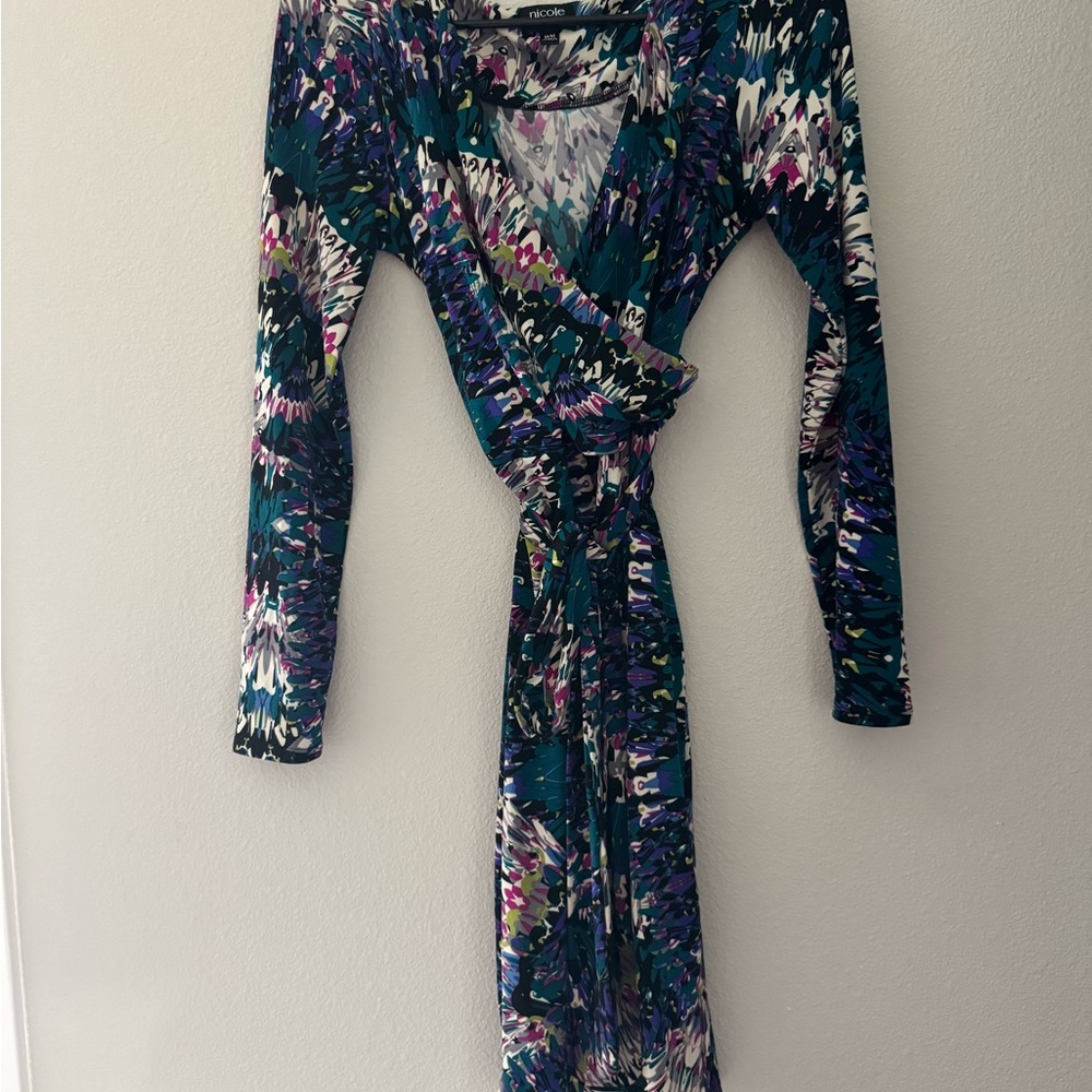 Nicole Miller Multicolor Wrap Dress